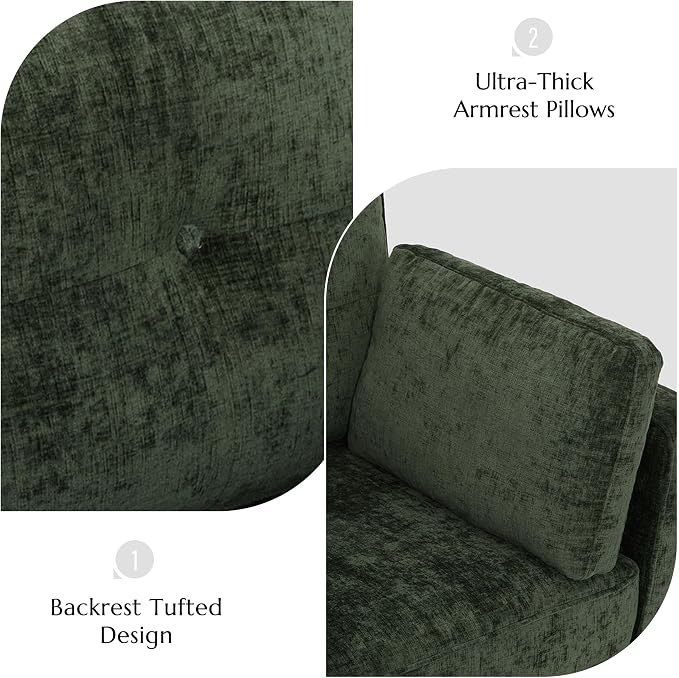Luxury Oversized Accent Chair Set of 2, 40.9" Upholstered Piping Single - Image 9