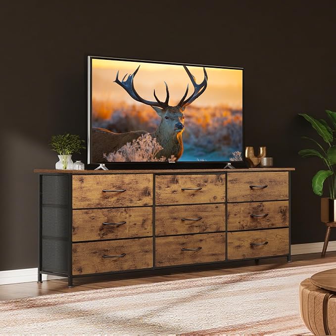 WLIVE 63''W Dresser for Bedroom, Dresser TV Stand for 65, 75 inch TV, Wide - Image 8
