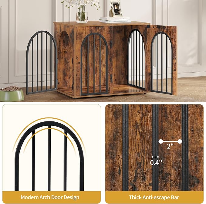 Hzuaneri 26.8'' Wooden Dog Crate Furniture, Indoor Dog Kennel Dogs Cage - Image 6