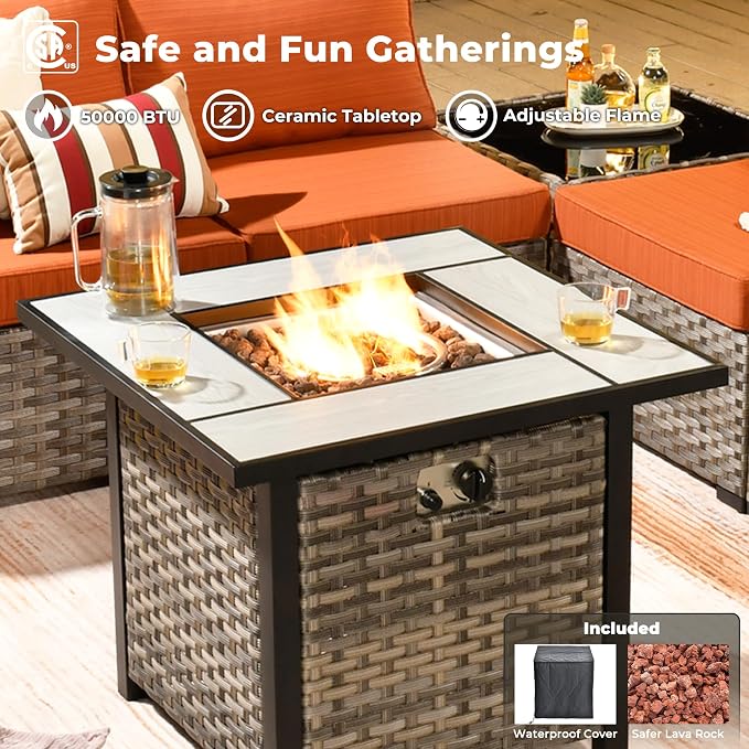 ovios 7 Pieces Patio Furniture Set, Outdoor Wicker Sectional Sofa - Image 6