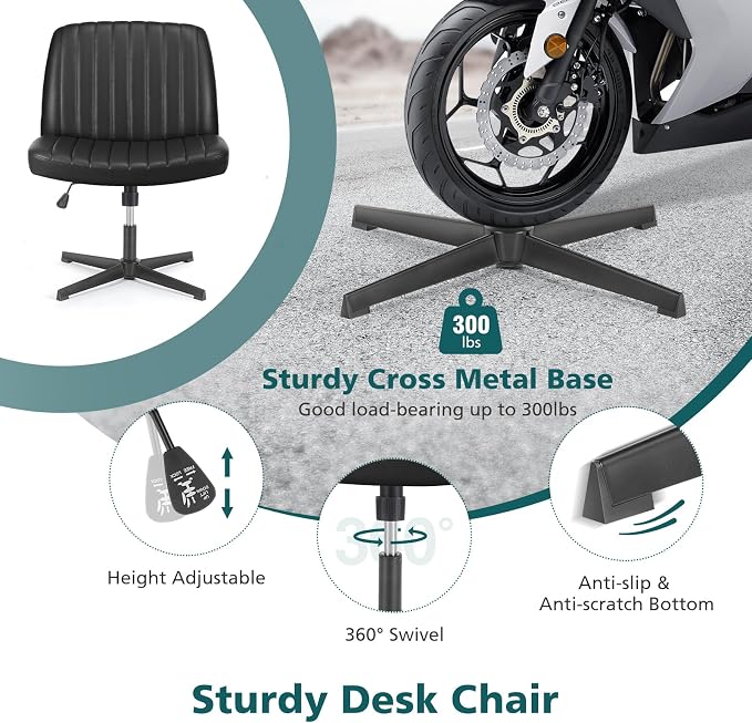 OLIXIS Criss Cross Legged Chairs No Wheels, Wide Seat Height Adjustable Swivel - Image 7