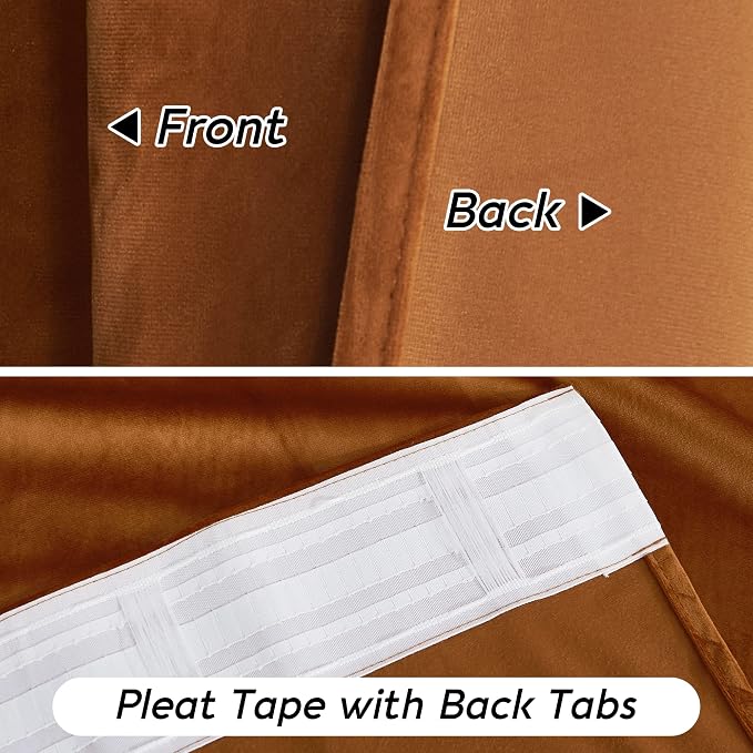 RYB HOME Orange Velvet Curtains 72 inches - Image 7
