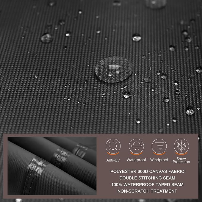 ULTCOVER 600D Tough Canvas Heavy Duty Rectangular Patio Table and Chair Cover - Image 3