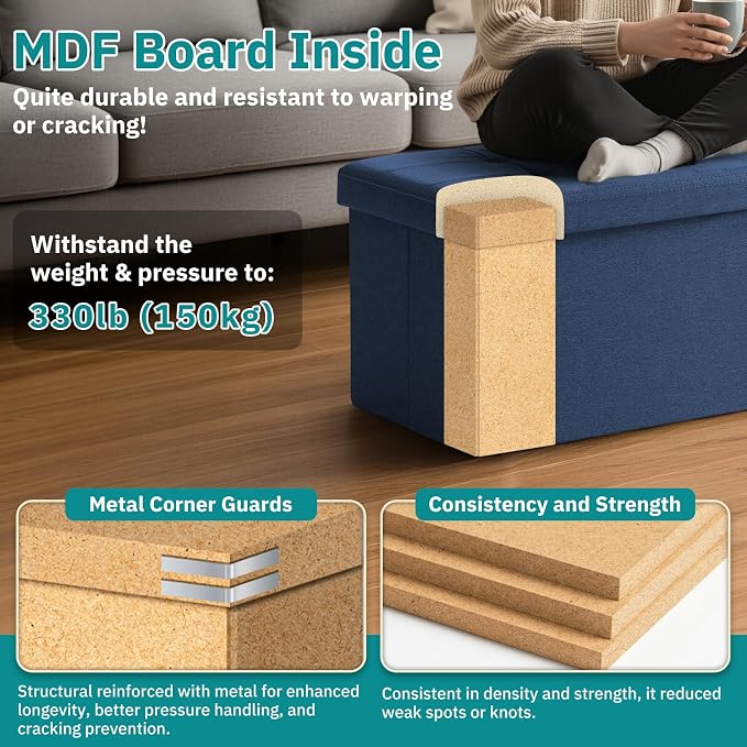 35-INCH Storage Ottoman Bench, Footrest - Image 5