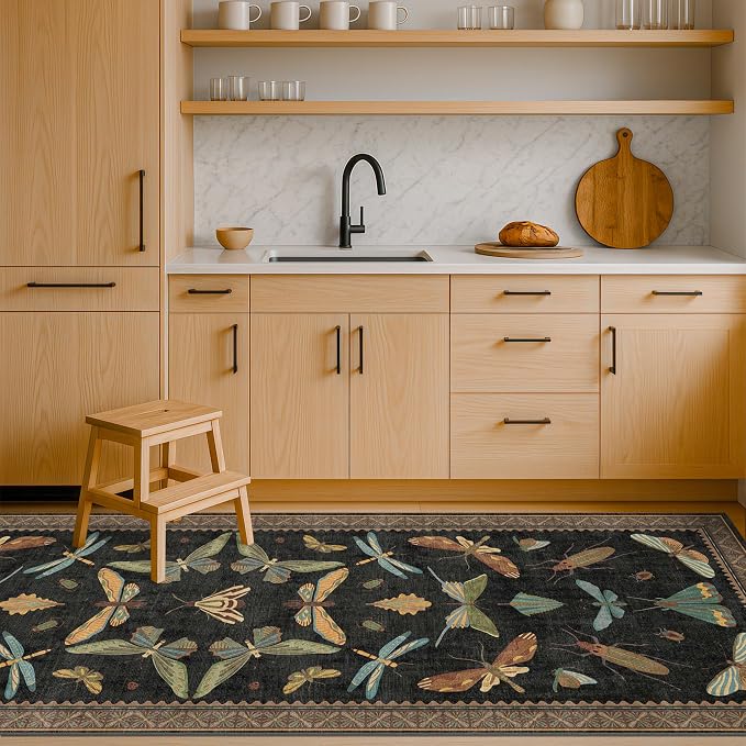 2x7 Black Non Slip Entryway Runner Rug, Boho Washable Runner - Image 6