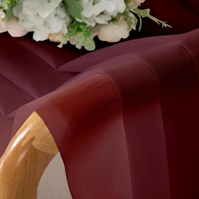 Aiyufeng 108 Inch Red Sheer Window Curtains - Image 4