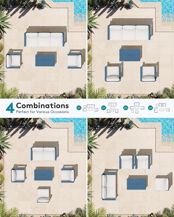 SERWALL HDPE Patio Conversation Set, 6-piece Sectional Outdoor Furniture Set - Image 7