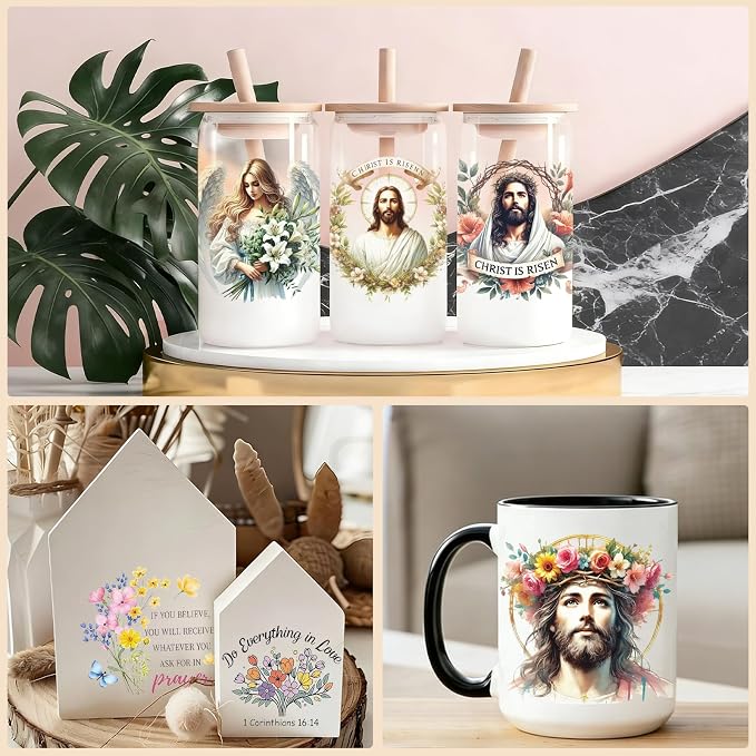 4 Sheets Rub on Transfers for Crafts, Bible Quotes Furniture Transfers for Wood - Image 7