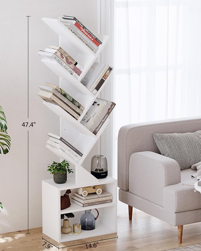 SUNMORY 6 Tier Tree Bookshelf, Tall Bookcase - Image 3