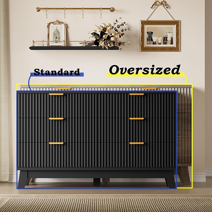 BORNOON Fluted 6 Drawer Dresser, 47.2" Wide Modern Boho Chest of Drawers - Image 3