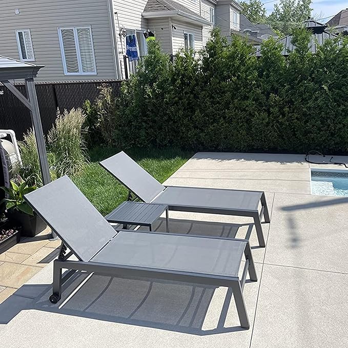 PURPLE LEAF Patio Chaise Lounge Set 4 Pieces Aluminum Outdoor Lounge Chairs by PURPLELEAF