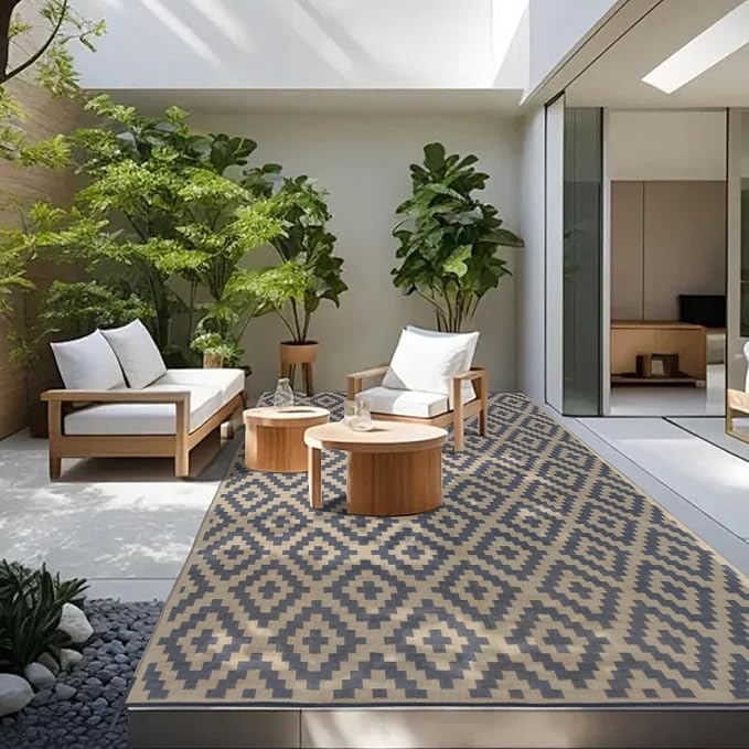 SAND MINE Reversible Mats, Plastic Straw Rug, Modern Area Rug, Large Floor Mat - Image 6