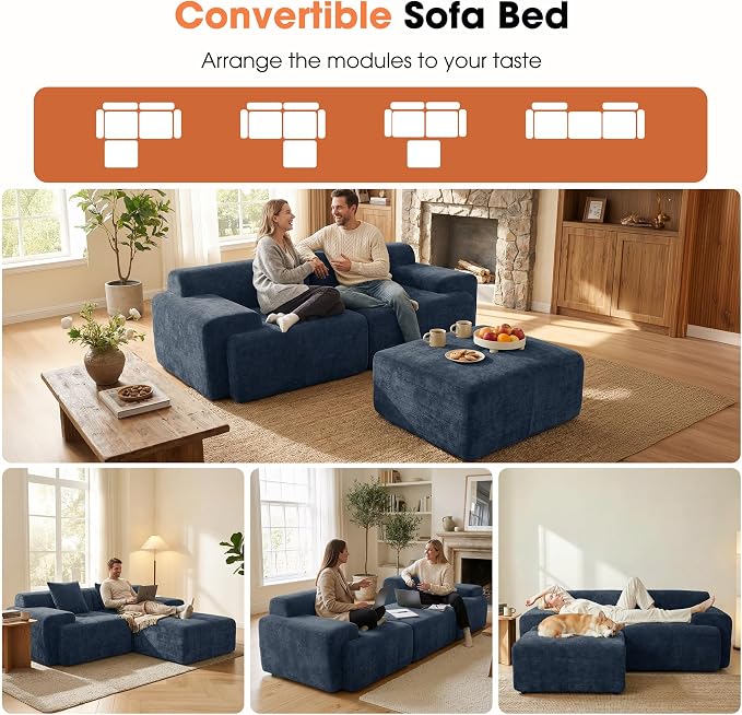 83.5" Boneless Loveseat with Ottoman, Cloud Comfy Couches - Image 8