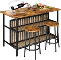 AWQM Kitchen Island with Seating & Storage Shelf, Wooden Island Table by AWQM