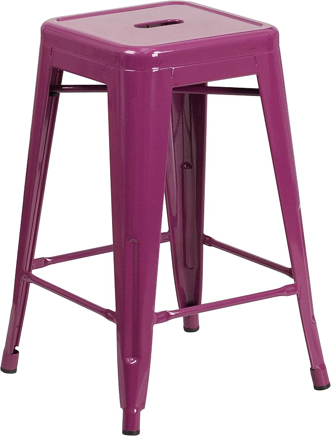Flash Furniture Kai Commercial Grade 4 Pack 24" High Backless Purple - Image 3