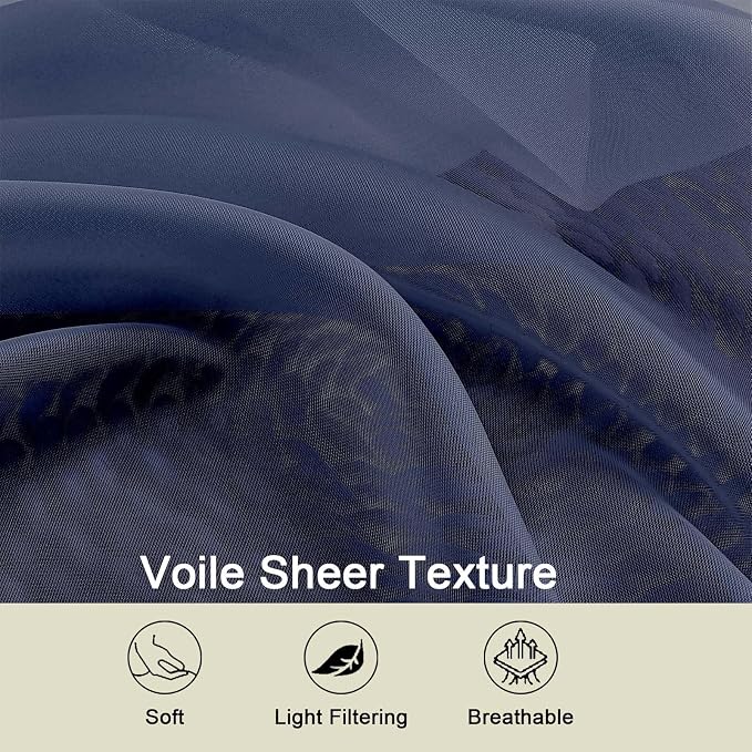 Navy Blue Valances for Windows, Modern Solid Mini Small Window Curtains for - Image 3