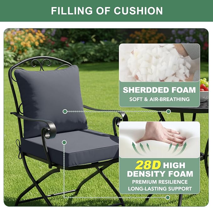 Summsun Patio Chair Cushions Set of 2, Water Resistant Backrest Pillow and Seat - Image 4