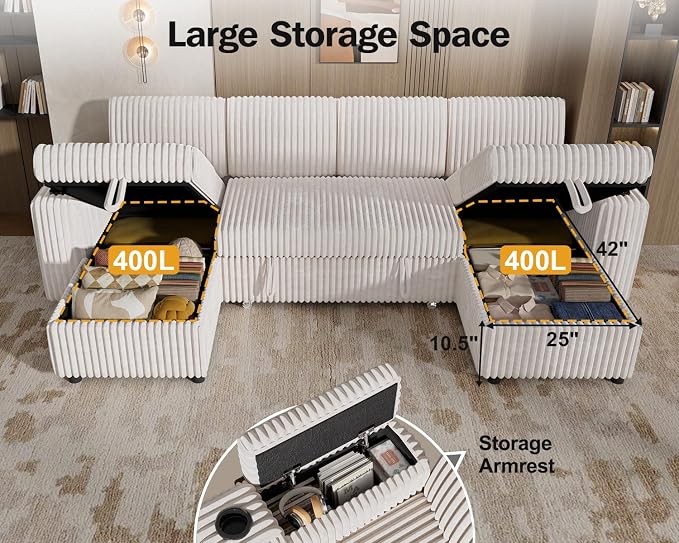 Vipbear 108" Modular Sectional Sleeper Sofa - Image 5