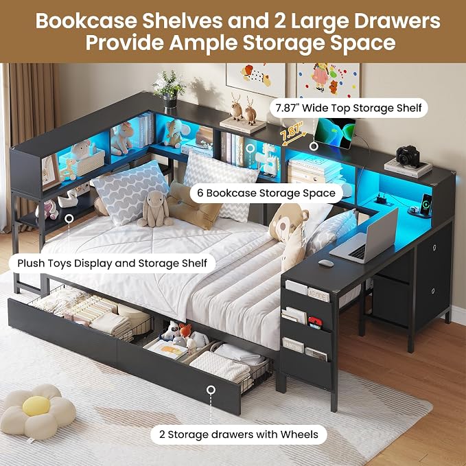 DICTAC Corner Twin Bed Frame - Image 8