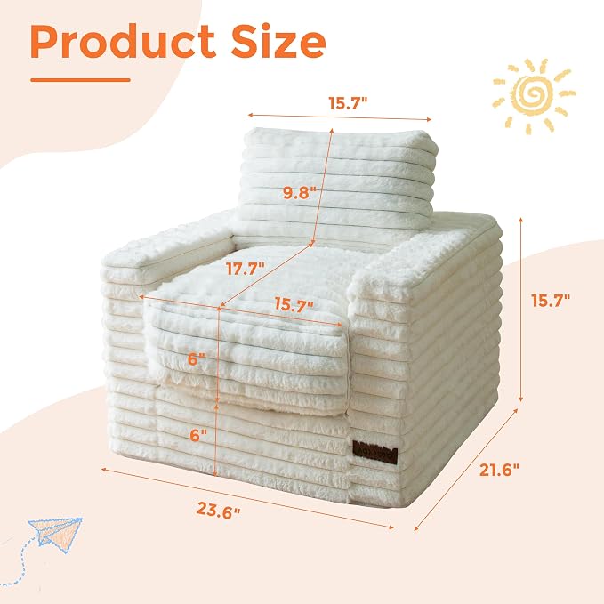 MAXYOYO Kids Bean Bag Chair, Comfy Faux Fur Bean Bag Sofa - Image 2