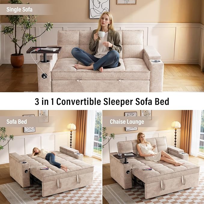 65'' 3-in-1 Convertible Sofa Bed - Image 3