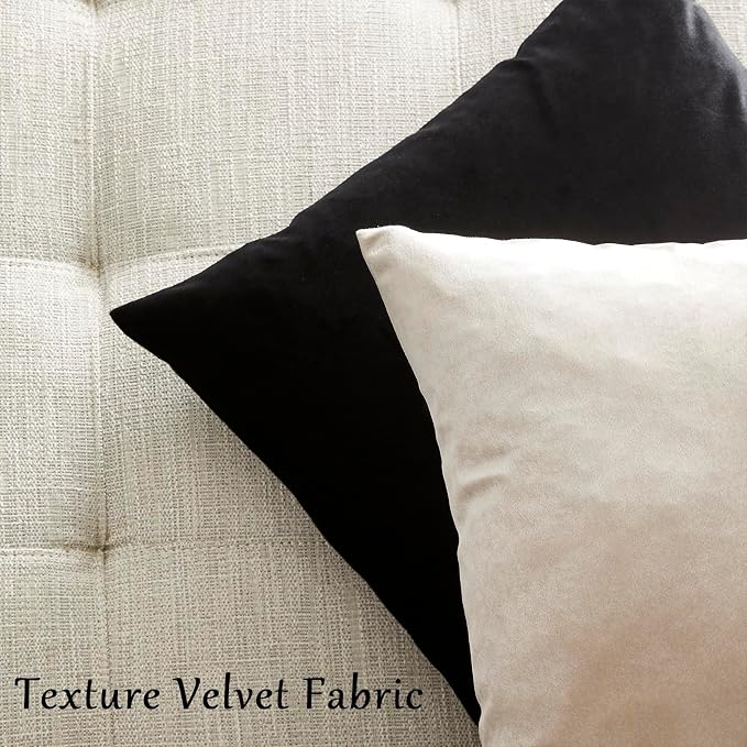 GIGIZAZA Beige Velvet Pillow Covers: Pack of 2 Super Soft Throw Pillows Solid - Image 6
