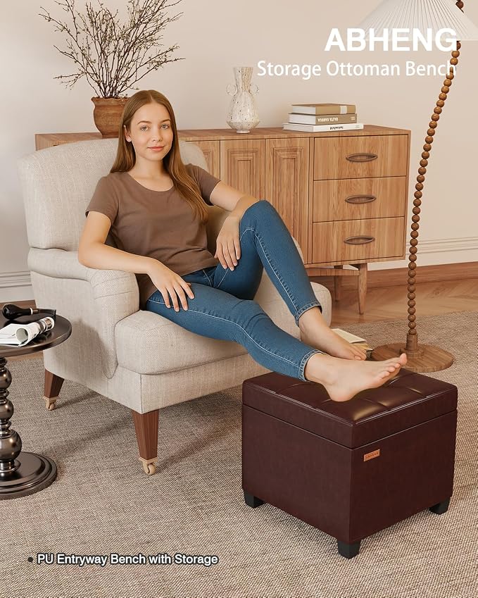ABHENG Synthetic Leather Cover Steel Frame Ottoman - Image 3
