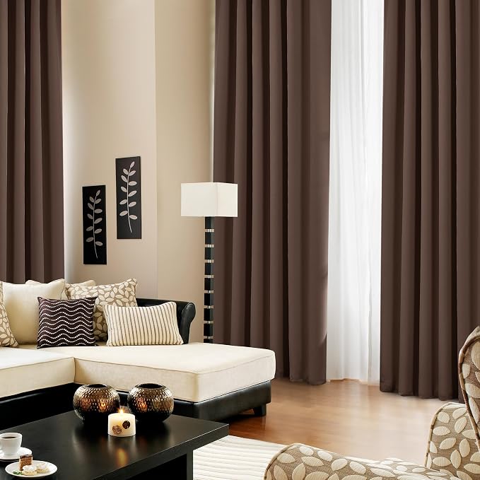 Deconovo Blackout Curtains, Thermal Insulated, W42 x L63 2 Panels, Back Tab - Image 4