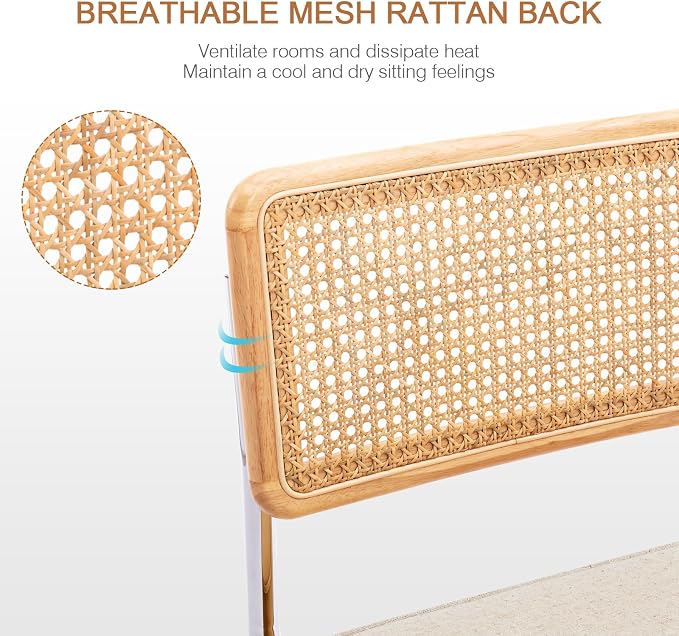 Zesthouse Natural Rattan Dining Chairs Set of 2, Mid Century Modern Dining - Image 3