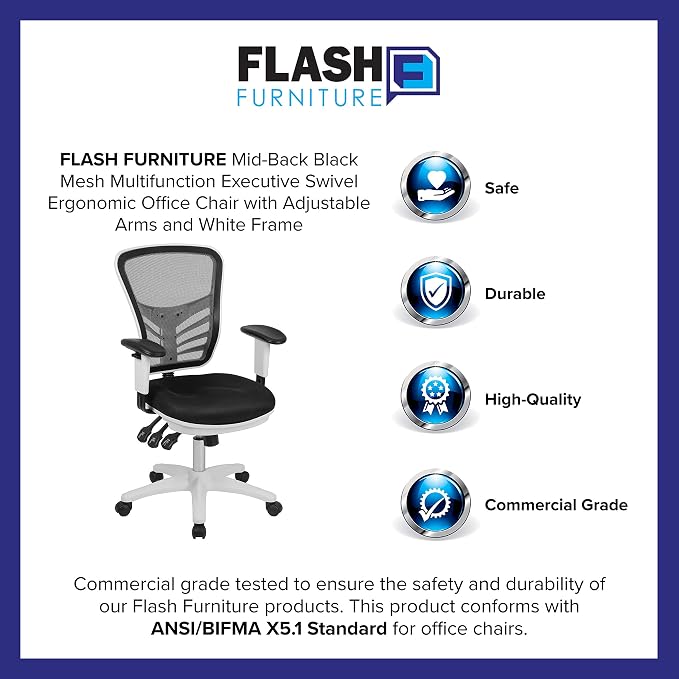 Flash Furniture Nicholas Mid-Back Swivel Office and Gaming Chair, Ergonomic - Image 12