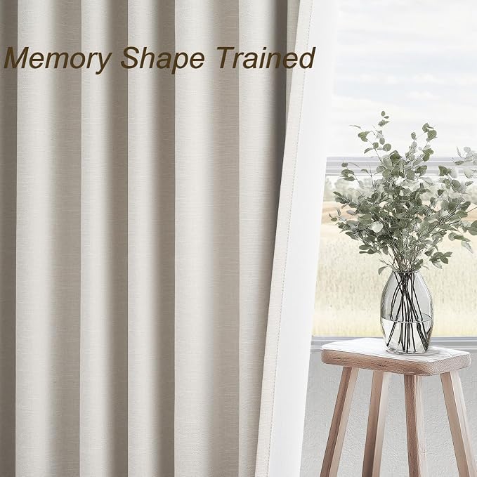 Topfinel Cream Linen Blackout Curtains 84 Inch Long - Image 4