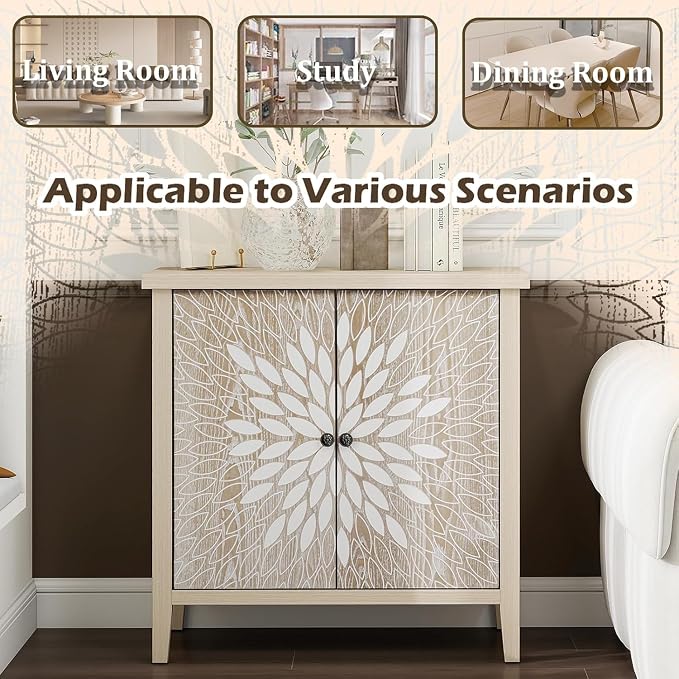 31" Carved Sideboard Buffet Cabinet - Image 7