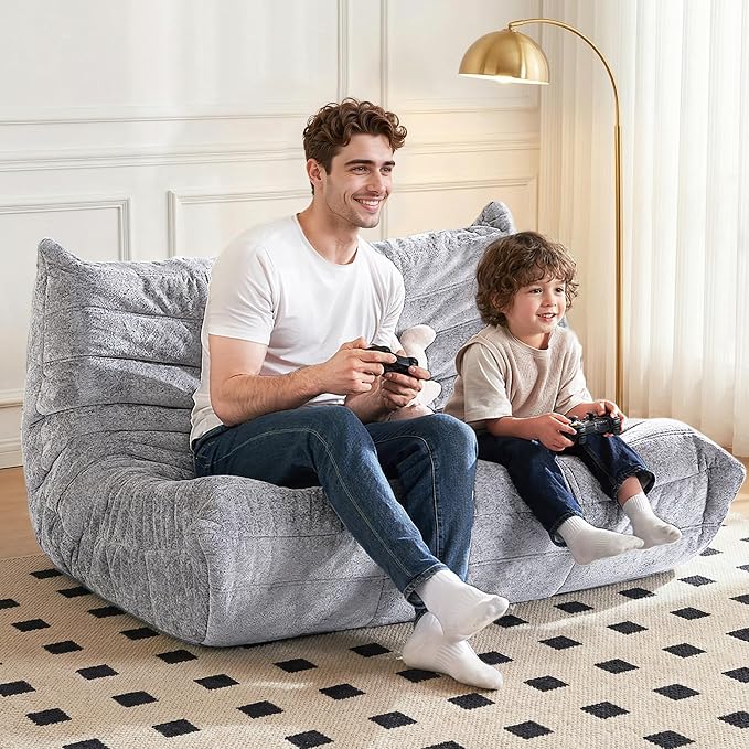 Bean Bag Chair, 2 Seater Lazy Bean Bag Sofa Memory Foam Couch, Giant Bean Bag - Image 4