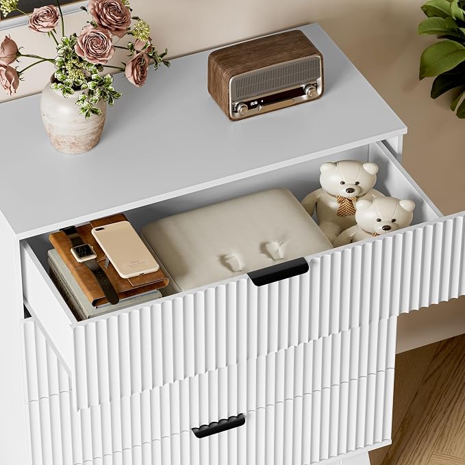 BORNOON 39" Tall Dresser for Bedroom, 4-Drawer Fluted Chest of Drawers - Image 6