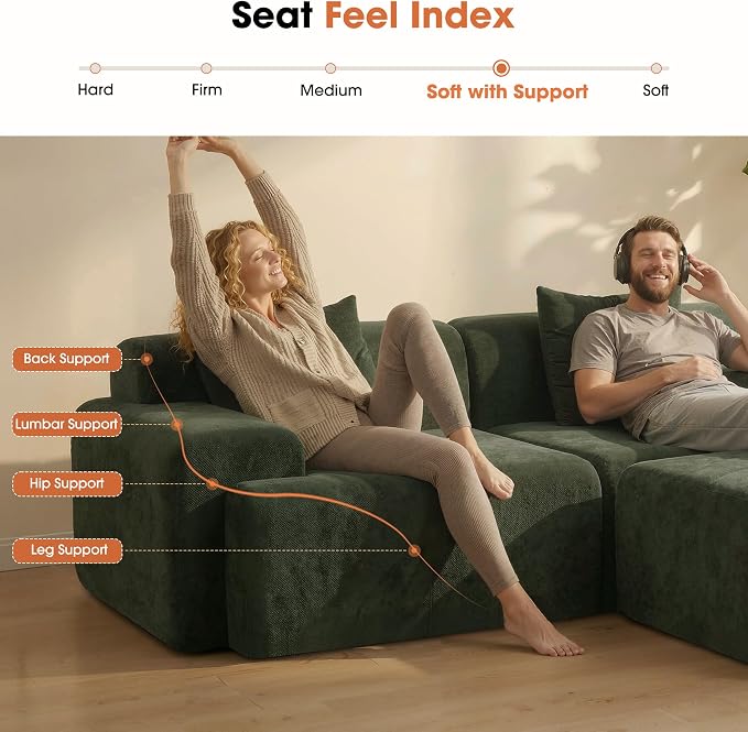 83.5" Boneless Loveseat with Ottoman, Cloud Comfy Couches - Image 6