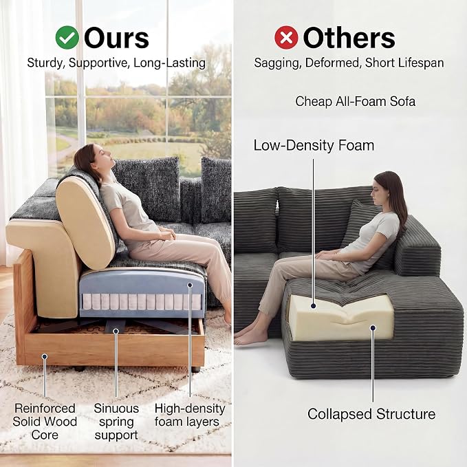 Welzona 75" loveseat Sofa, Comfy Chenille Love Seat, Wood Frame Small Couches - Image 3