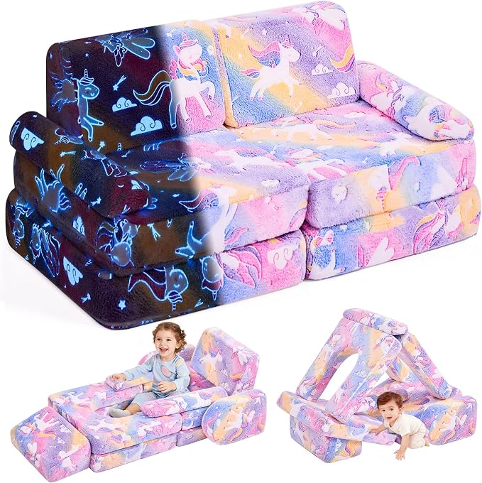 IFNOW Modular Kids Play Couch, Convertible & Washable Toddler Foam Couch Kids by IFNOW