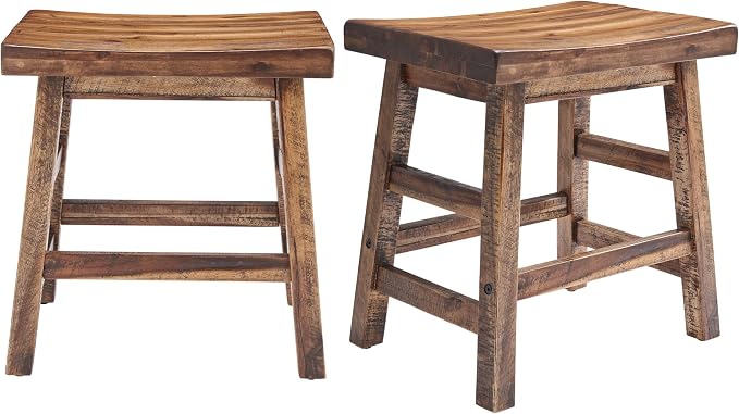 Alaterre Furniture Durango Set of 2 Industrial 20-Inch Wood Dining Stools – - Image 8