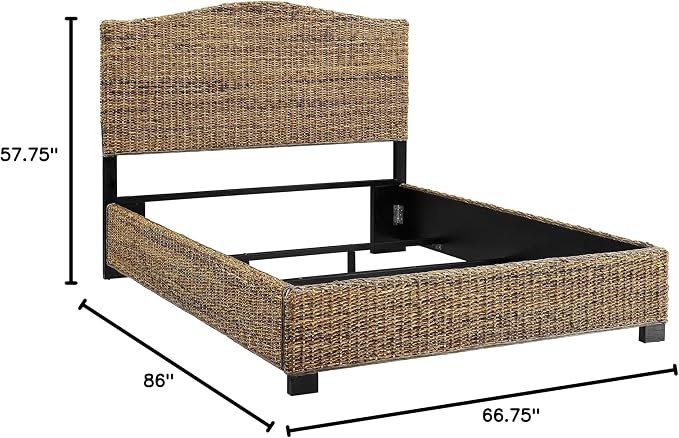 Crosley Furniture Serena Bed, Handwoven Natural Fiber Rattan Headboard and - Image 13