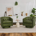 Swivel Barrel Accent Chairs Set of 2, Round Nailhead Faux Leather Living Room by ErdoruLiving