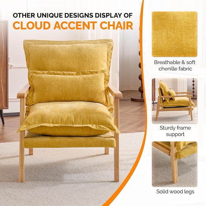 VINGLI Mid-Century Modern Cloud Accent Armchair - Image 5