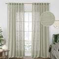 LAMIT Sage Grey Linen Curtains 90 Inch by LAMIT