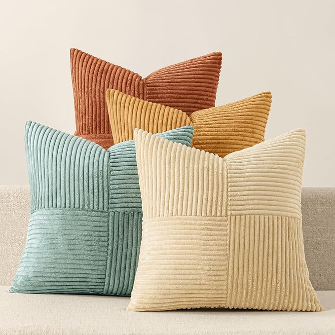 MIULEE Boho Farmhouse Decorative Throw Pillow Covers 18x18 Inch 4 Packs Soft by MIULEE