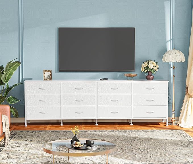 Huuger 70 Inch Dresser for Bedroom, TV Stand for 65, 80 Inch TV, 12 Fabric - Image 6