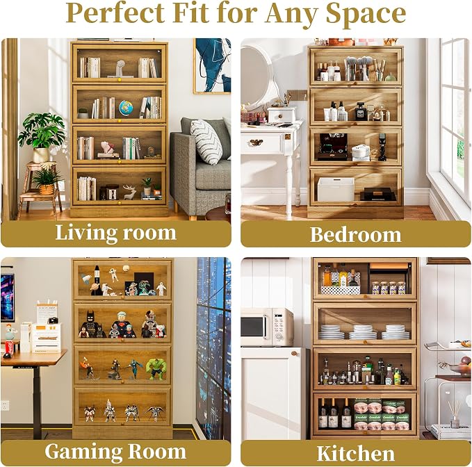 Display Cabinet with Acrylic Glass Doors, 4-Tiers Curio Cabinet with LED - Image 8
