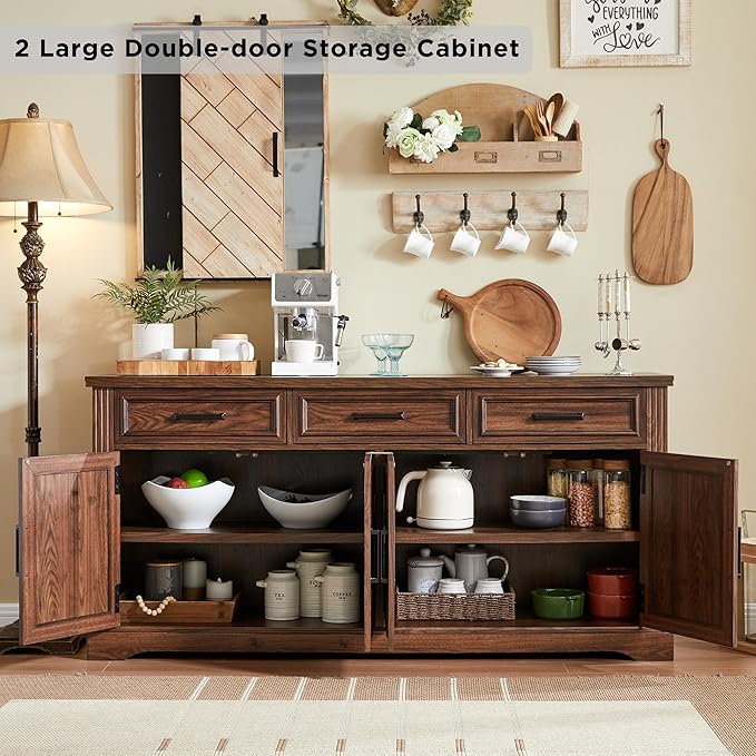 JXQTLINGMU 66" Farmhouse Buffet Cabinet - Image 5
