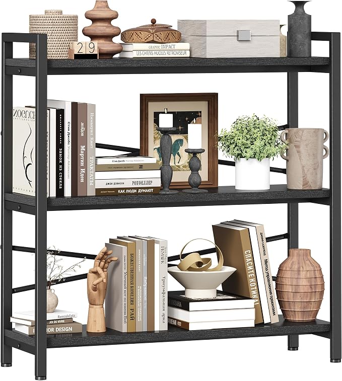 Book Shelf, 3 Tier Bookshelf 31.49" Width, Book Shelf Storage and Organization by Homeiju