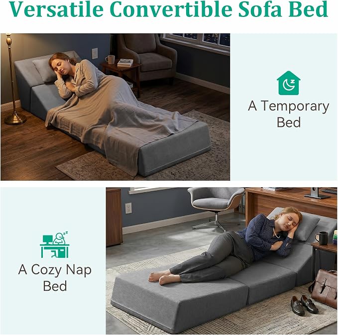 Fold Out Chair Bed, Folding Sofa Bed, 3 in 1 Convertible Sleeper Chair Bed - Image 5
