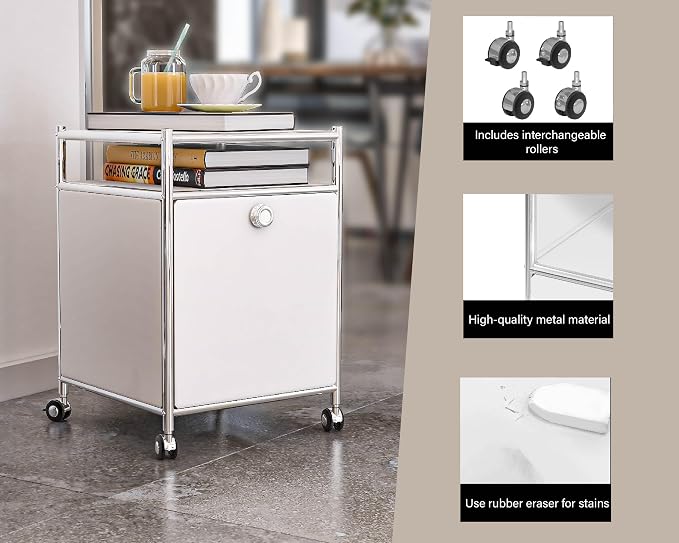 Matte Storage Cart with Flap Door, Large Capacity Storage Cart with Detachable - Image 3