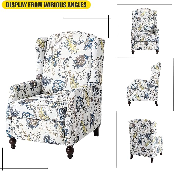 Wingback Recliner Chair, Traditional Push Back Recliner Chair - Image 4
